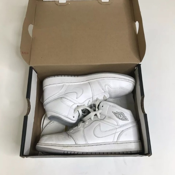 Jordan Other - Air Jordan Shoes Youth 4Y 1 Mid BG White Wolf Grey